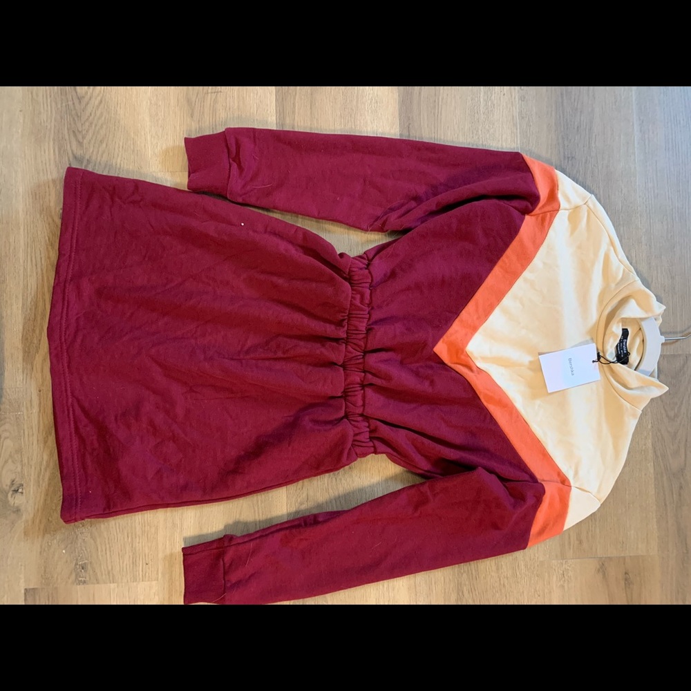 Bershka Red Mini Sweat Dress
